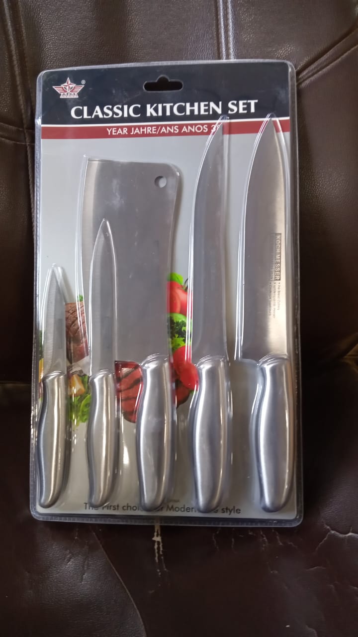 Big Size Professional Sharp Durable Quality Pack of 5 Kitchen Knives Set Basic Kitchen Tools-Stainless Steel Kitchen Gadgets (5 Pc Set) - Discount Karo