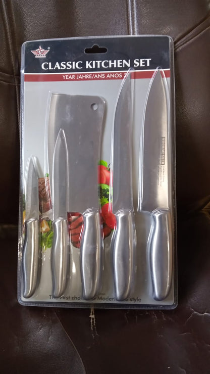 Big Size Professional Sharp Durable Quality Pack of 5 Kitchen Knives Set Basic Kitchen Tools-Stainless Steel Kitchen Gadgets (5 Pc Set) - Discount Karo