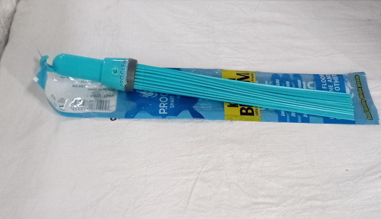 Plastic Stick Broom 44 Straight Flexible Sticks for Regular Cleaning Bathroom Floor, Tiles Floor