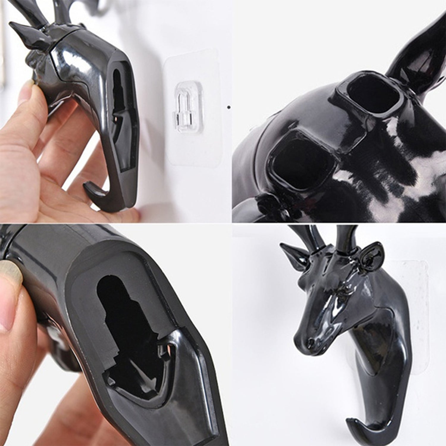 1743 Deer Head Self Adhesive Wall Door Hook Hanger 