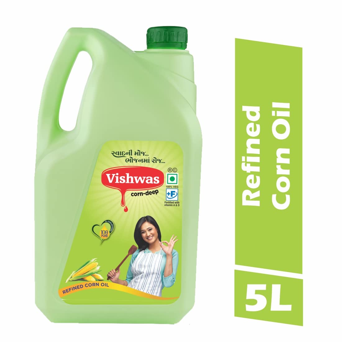 Vishwas Refined Corn Oil 5 Liter Bottle | Makai Oil 100% Pure Corn Cooking Oil | Pure Edible Corn Oil 5L - Discount Karo