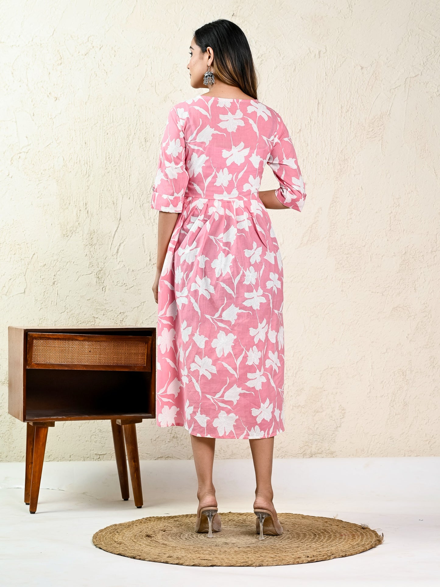 Pink Floral Dress - Pure Cotton