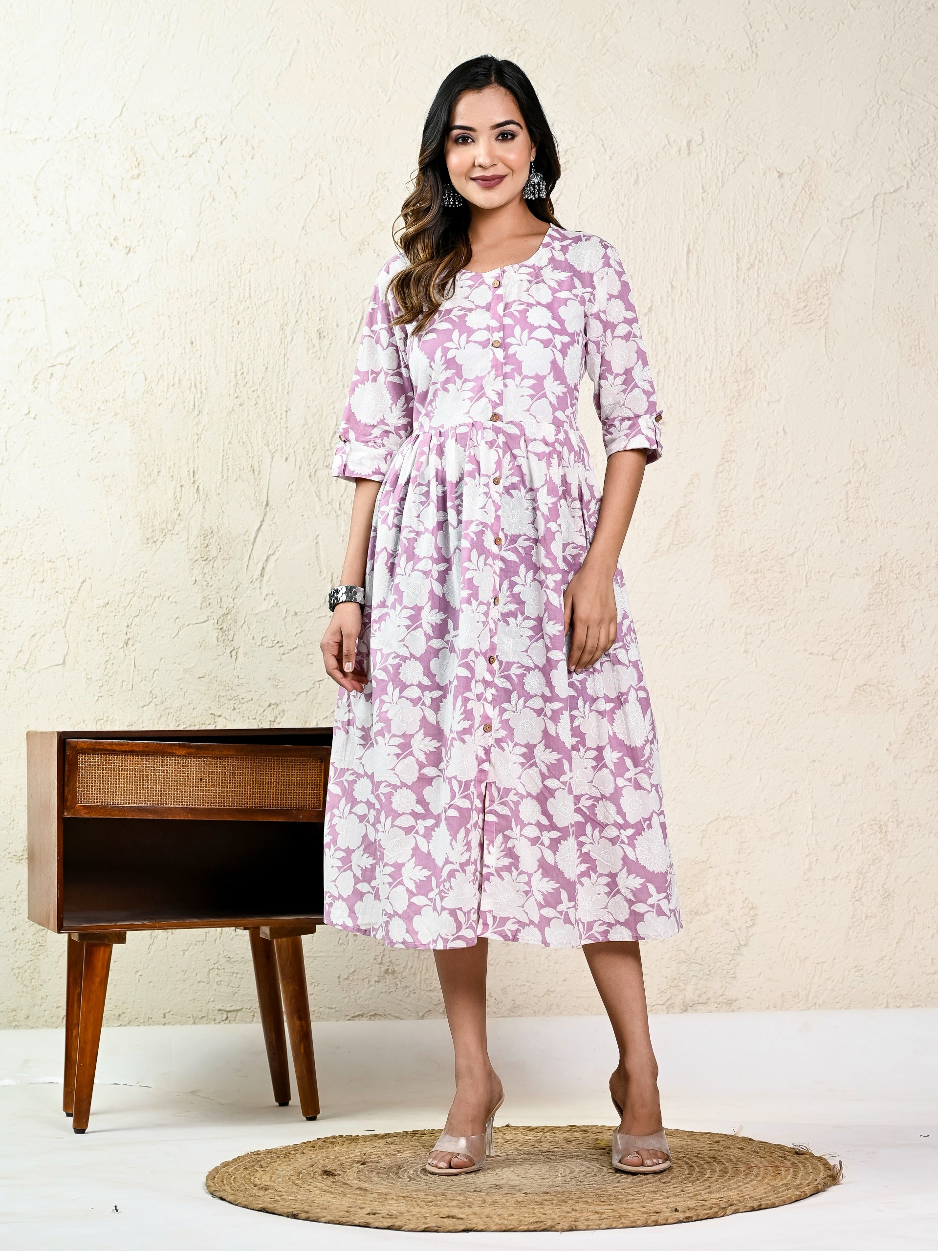 Pink Floral Dress - Pure Cotton