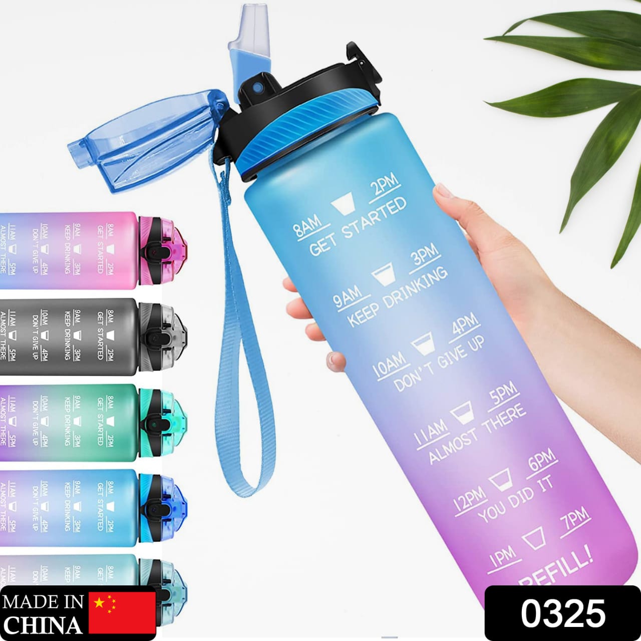 Motivational Water Bottle with Straw & Time Marker, Tritan Portable Gym Water Bottle, Leakproof Reusable, Special Design for Your Sports Activity, Hiking, Camping - Discount Karo