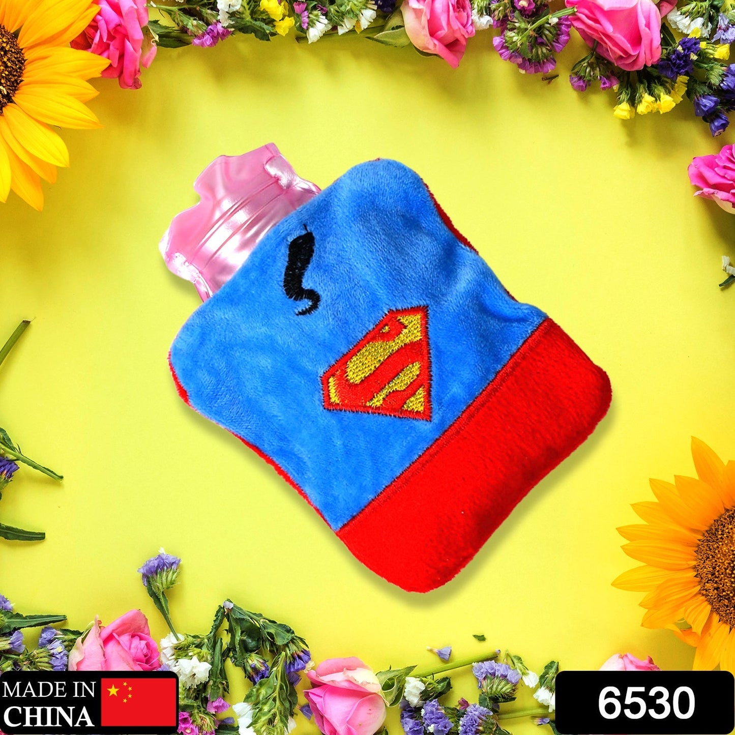 Superman Print Small Hot Water Bag with Cover for Pain Relief - Discount Karo