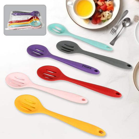 Multipurpose Silicone Spoon, Silicone Basting Spoon Non-Stick Kitchen Utensils Household Gadgets Heat-Resistant Non Stick Spoons Kitchen Cookware Items For Cooking and Baking (6 Pcs Set) - Discount Karo