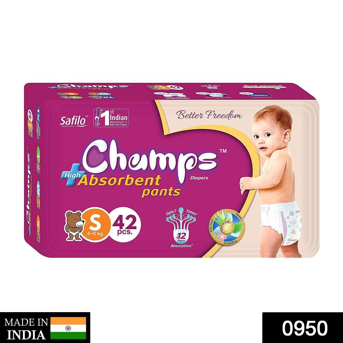 Premium Champs High Absorbent Pant Style Diaper (Small Size / 42 Pcs) - Discount Karo