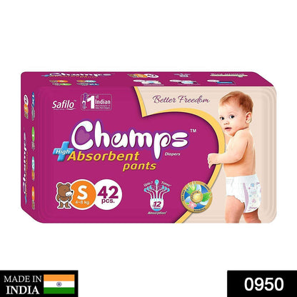 Premium Champs High Absorbent Pant Style Diaper (Small Size / 42 Pcs) - Discount Karo