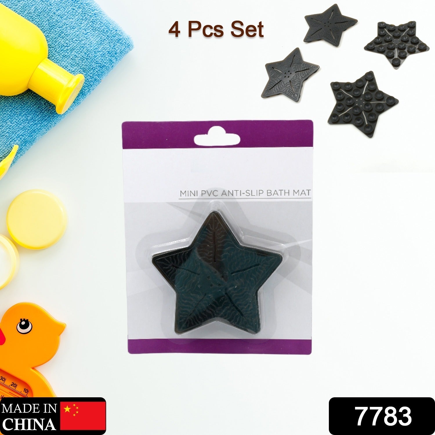 Mini  Pvc Anti-Slip Bat Mat Non Slip Baby Bath Mats, Mini Child Safety Anti Slip Shower Mats Star Shaped for Kids (4 pc Set) - Discount Karo