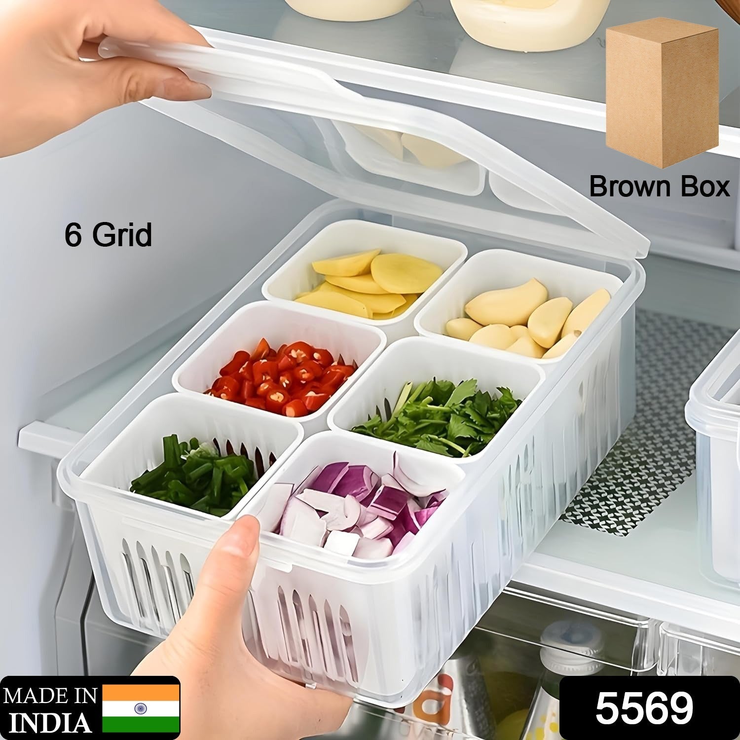 Fridge Storage Boxes Freezer Storage Containers, Container for Kitchen Storage Set, Storage in Kitchen, Vegetable Storage, Draining Crisper Refrigerator Food Box (1 Pc) - Discount Karo