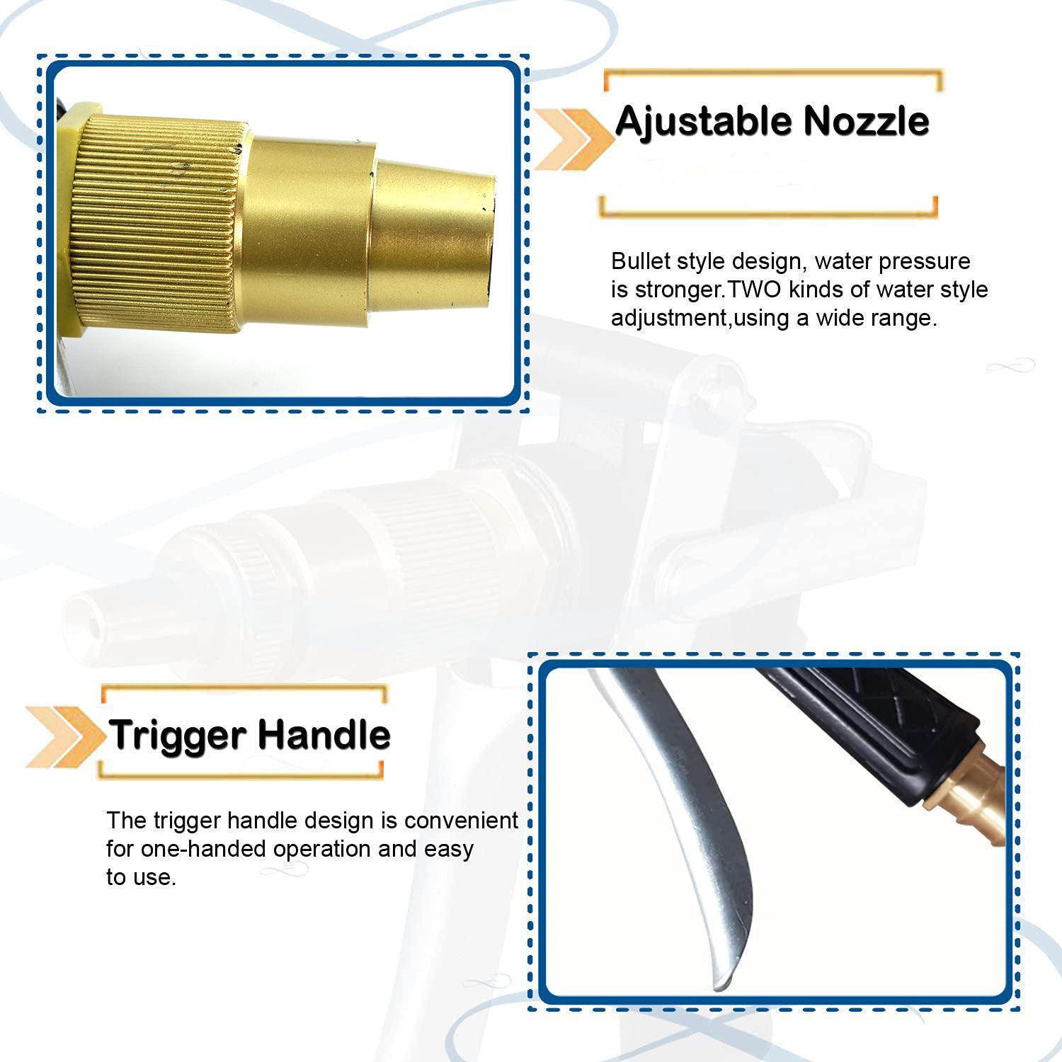 Durable Gold Color Trigger Hose Nozzle Water Lever Spray - Discount Karo