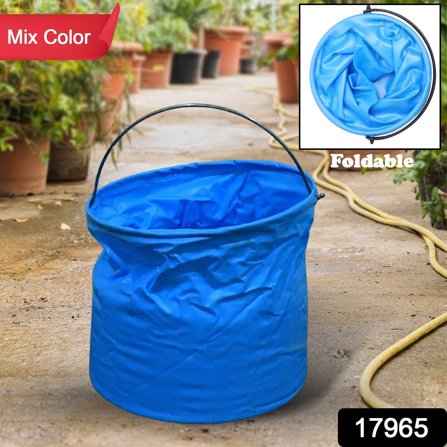 Folding Bucket, Portable, Round Bucket, Simple Bucket, With Handle, Multi-functional, For Outdoor Use, Fishing, Car Washing, Cleaning, Disaster Prevention, Portable, Lightweight, Durable (1 pc / Mix Color) - Discount Karo