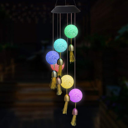 Solar Crystal Ball Wind Chime, Color Changing Solar Powered LED Hanging Wind Chime Light Mobile for Patio Yard Garden Home Outdoor Night Decor, Gifts