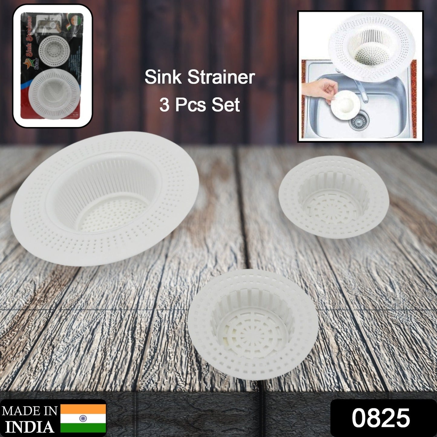 Plastic Sink Strainer for Kitchen| Basin Strainer | Waste Filter Jali | Basin Strainer | Sink Jali | Waste Filter Cup | Sink mesh Filter | Plastic Drain Strainer (3 Pcs Set) - Discount Karo