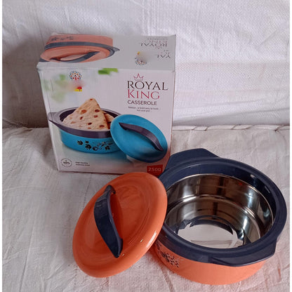 Casserole Box for Food Searving Inner Steel Insulated Casserole Hot Pot Flowers Printed Chapati Box for Roti Kitchen (Approx 2500 ml) - Discount Karo