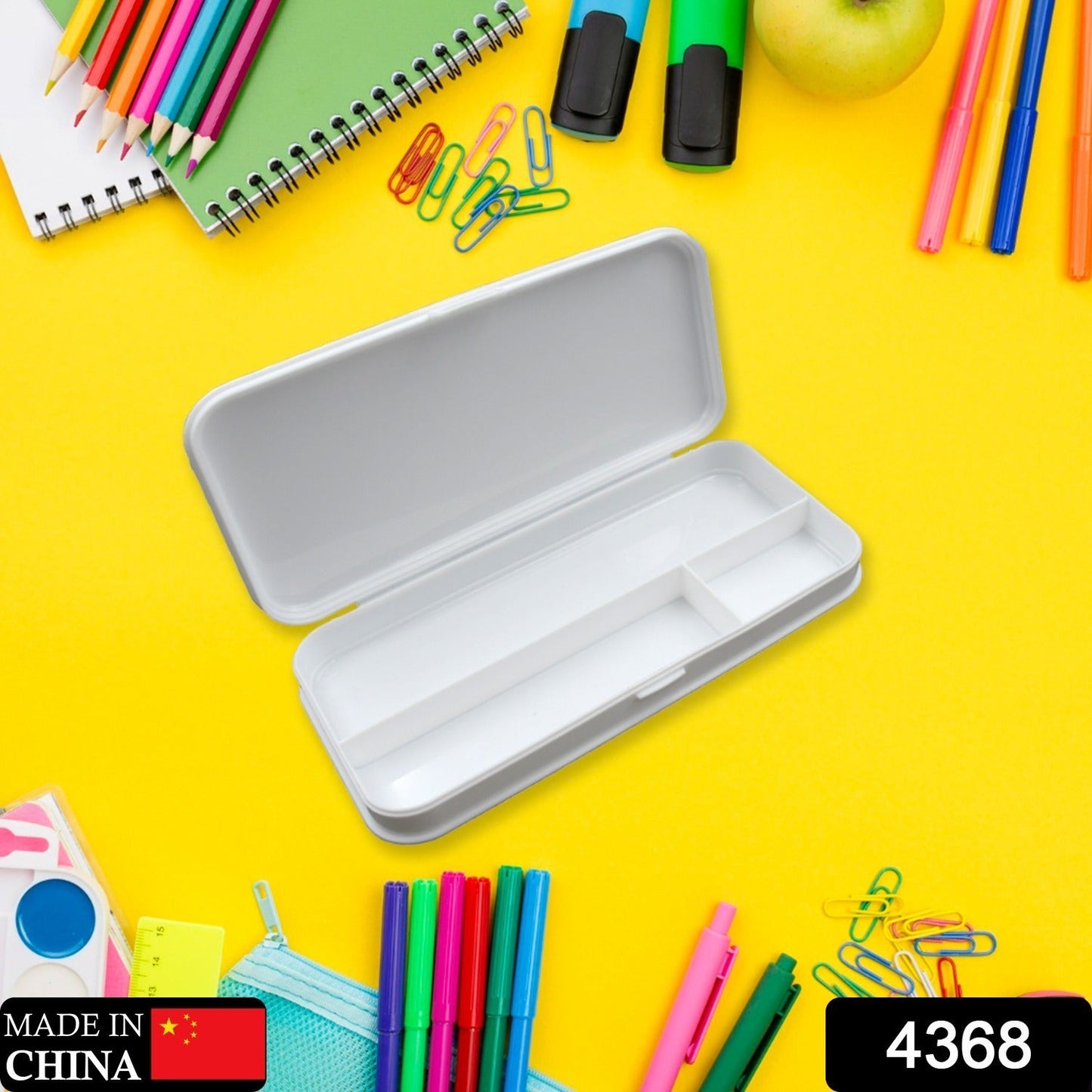 Multipurpose White Compass Pencil Box | 3-Compartment School Case | Ideal Birthday Gift for Kids - Discount Karo