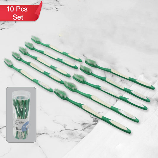 Plastic Toothbrush With Plastic Round Box for Men and Women, Kids, Adults Plastic Toothbrush (10 pcs Set)  - Discount Karo