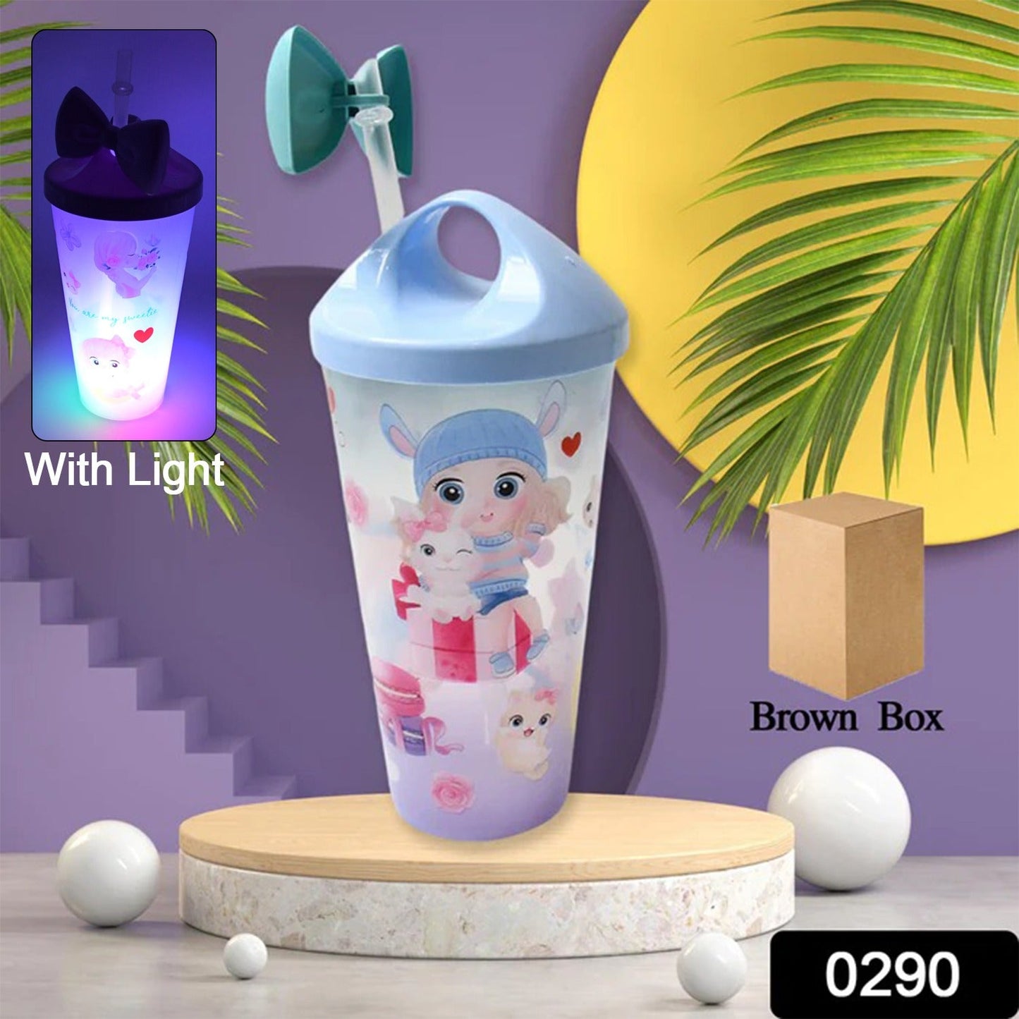 Unicorn Water Bottle with Straw & Lid for Kids (With Light) - Discount Karo