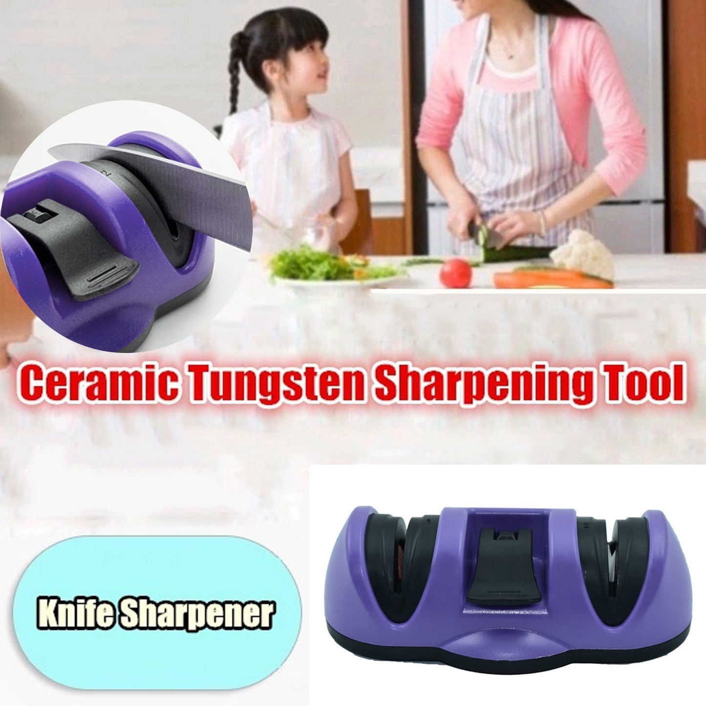 Manual Knife Sharpener 2 Stage Sharpening Tool for Ceramic Knife and Steel Knives - Discount Karo