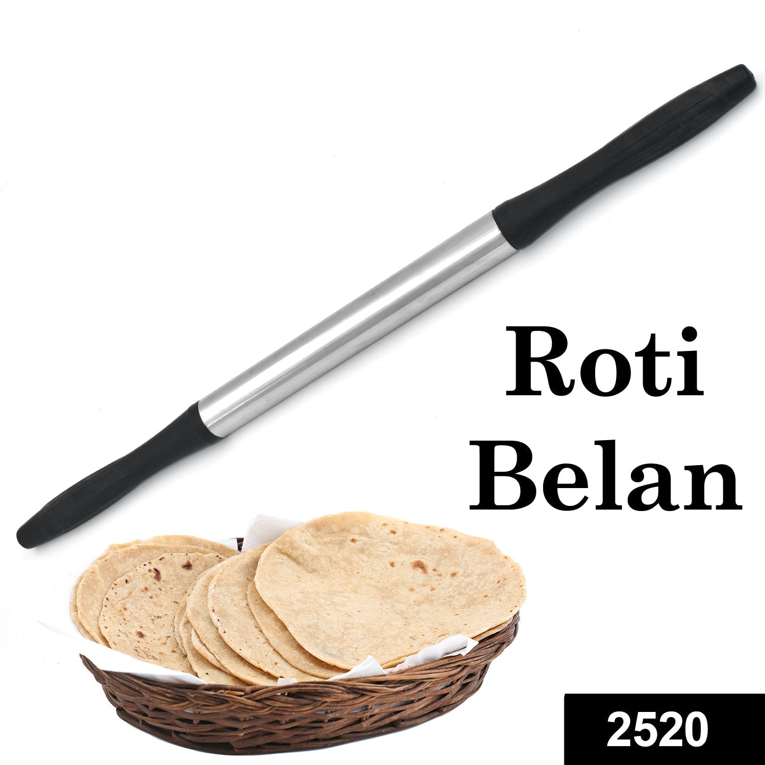 2520 Kitchen Plastic Belan/Rolling Pin (Black) 