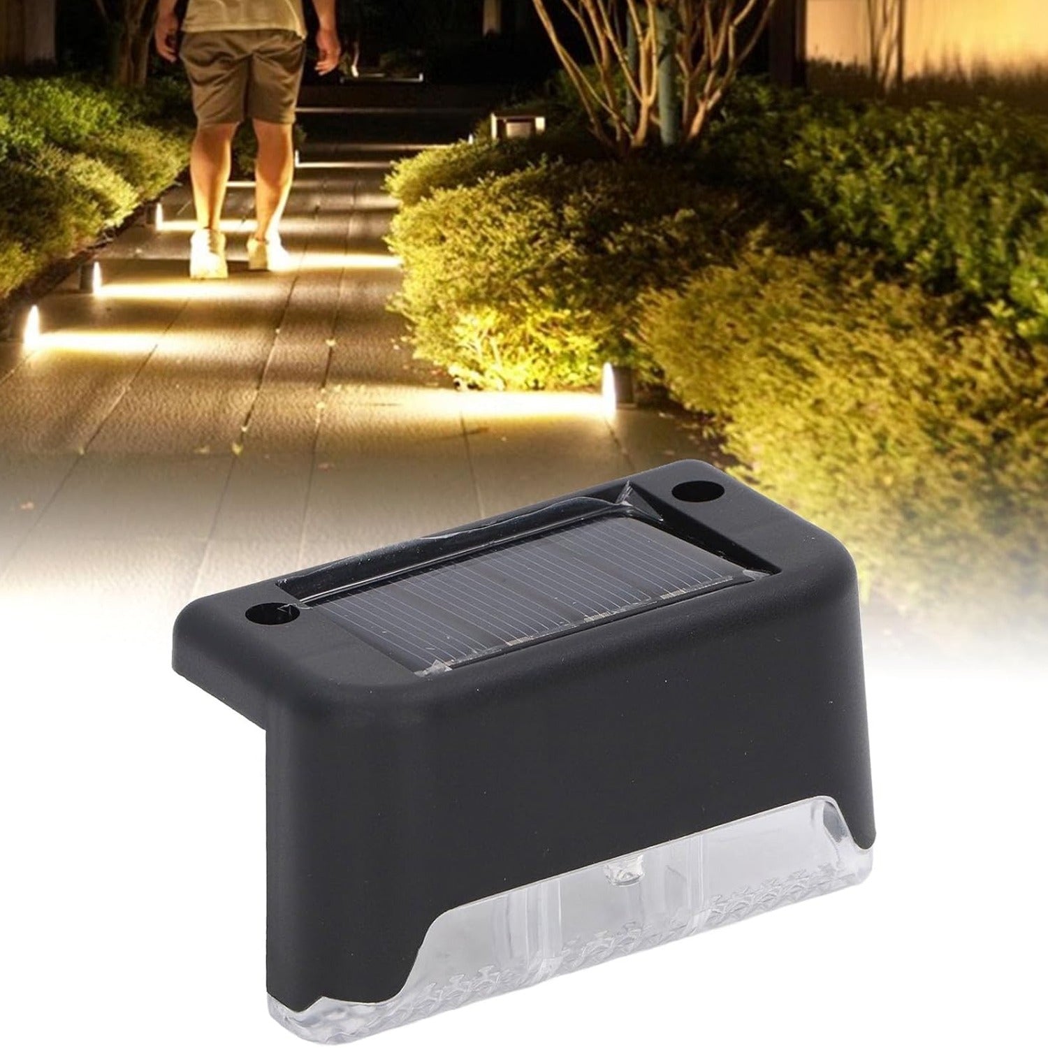 Solar Decorative Lights, Waterproof Durable Garden Atmosphere Lights Stair Lights Railing Lights Step Steps Lights for Outdoor Patio Courtyard Stair Step Fence Patio Stairs,Yard, Garden Pathway ( 4 Pc Set) - Discount Karo