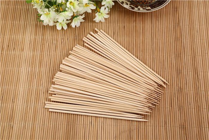 Camping Wooden Color Bamboo BBQ Skewers Barbecue Shish Kabob Sticks Fruit Kebab Meat Party Fountain Bamboo BBQ Sticks Skewers Wooden (30cm) - Discount Karo