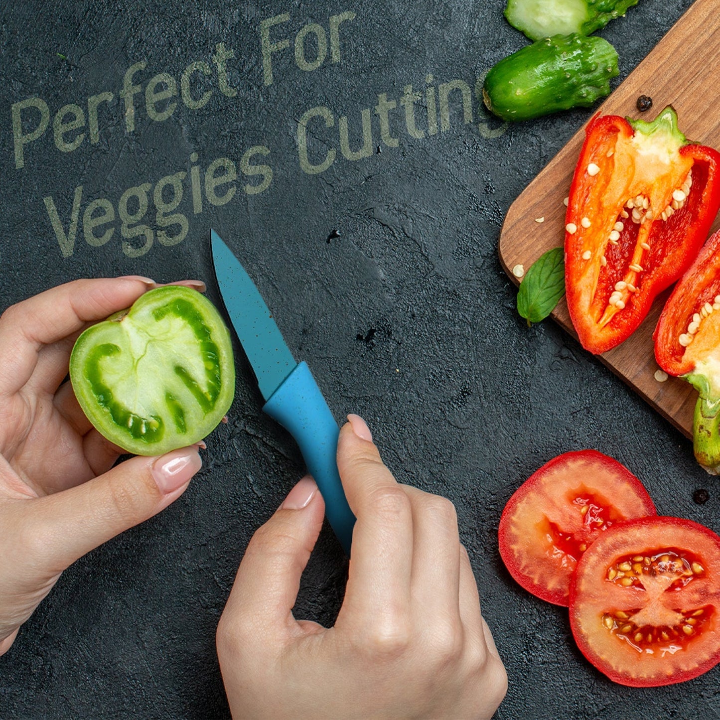 Professional Colorful Kitchen Knives Set of 6 Pieces, Non-Stick Blades with High Carbon Stainless Steel, Sharp Kitchen Cutting Knives Set for Slicing, Paring and Cooking, Chef Kitchen Knives Set - Discount Karo