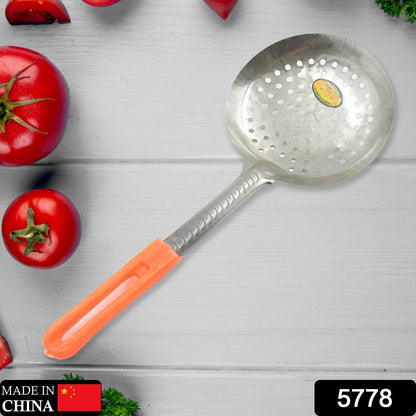 Colander Spoon, Non Slip Hand Polished Thickened Hot Pot Spoon for Kitchen for Restaurant, Stainless Steel Cooking Colander Skimmer Slotted Spoon Kitchen Strainer Ladle with Long Handle for Kitchen Cooking Baking (35 Cm) - Discount Karo