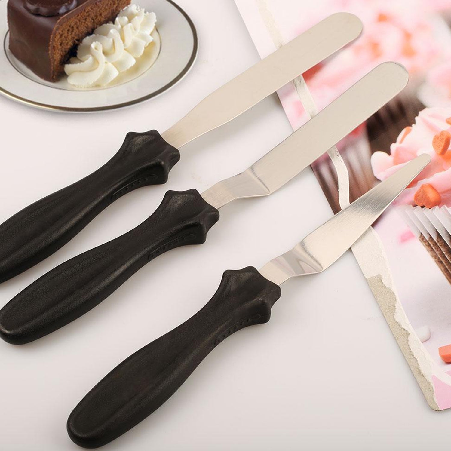 MULTI-FUNCTION STAINLESS STEEL CAKE ICING SPATULA FLAT ANGULAR TRIANGLE PALLET KNIFE SET - Discount Karo