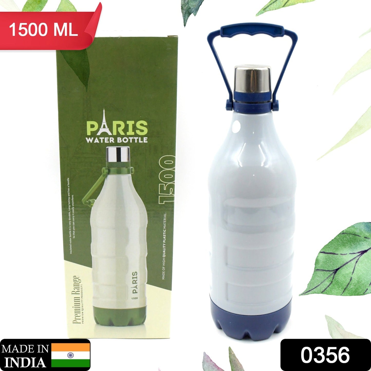 Insulated Water Bottle (1500ml: Leakproof, BPA-Free, Handle & Strap (Sports) - Discount Karo