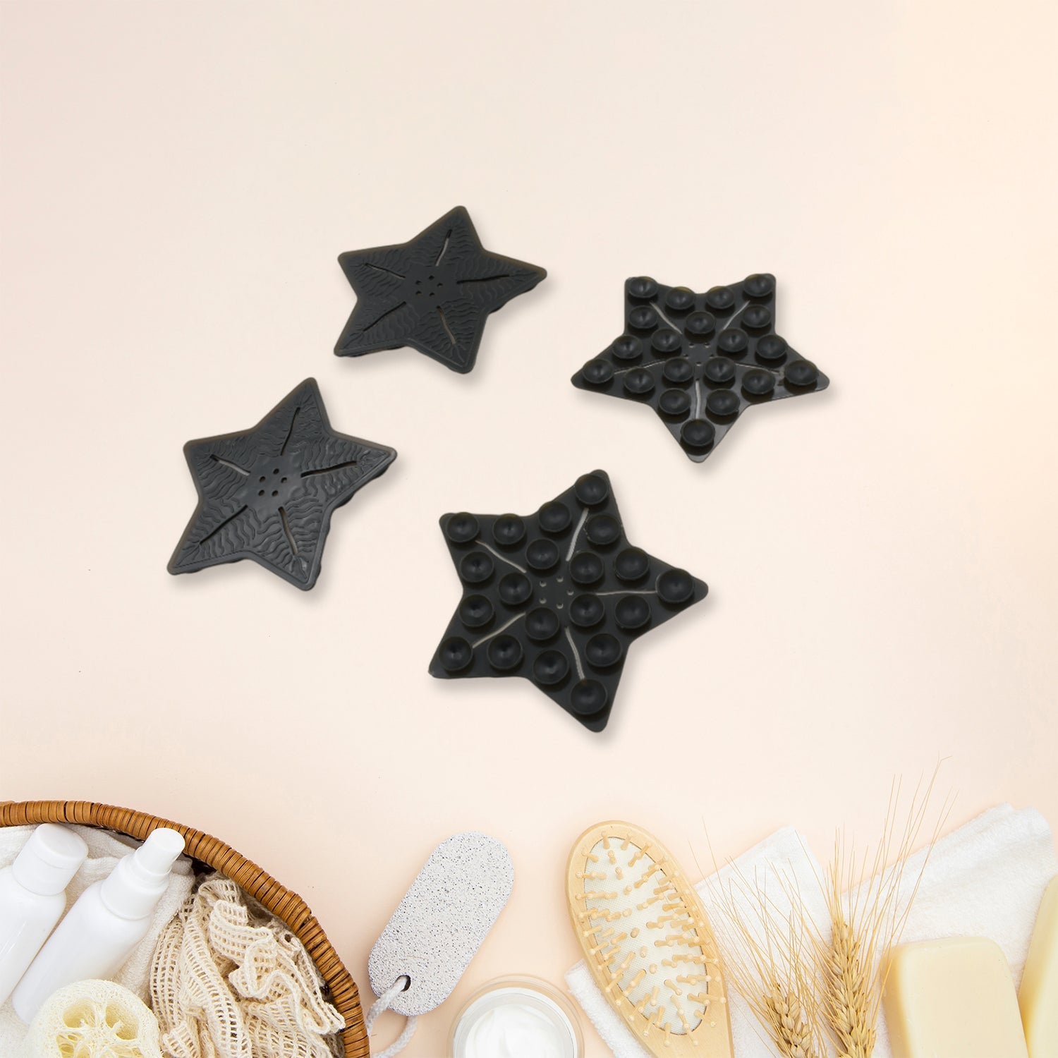 Mini  Pvc Anti-Slip Bat Mat Non Slip Baby Bath Mats, Mini Child Safety Anti Slip Shower Mats Star Shaped for Kids (4 pc Set) - Discount Karo