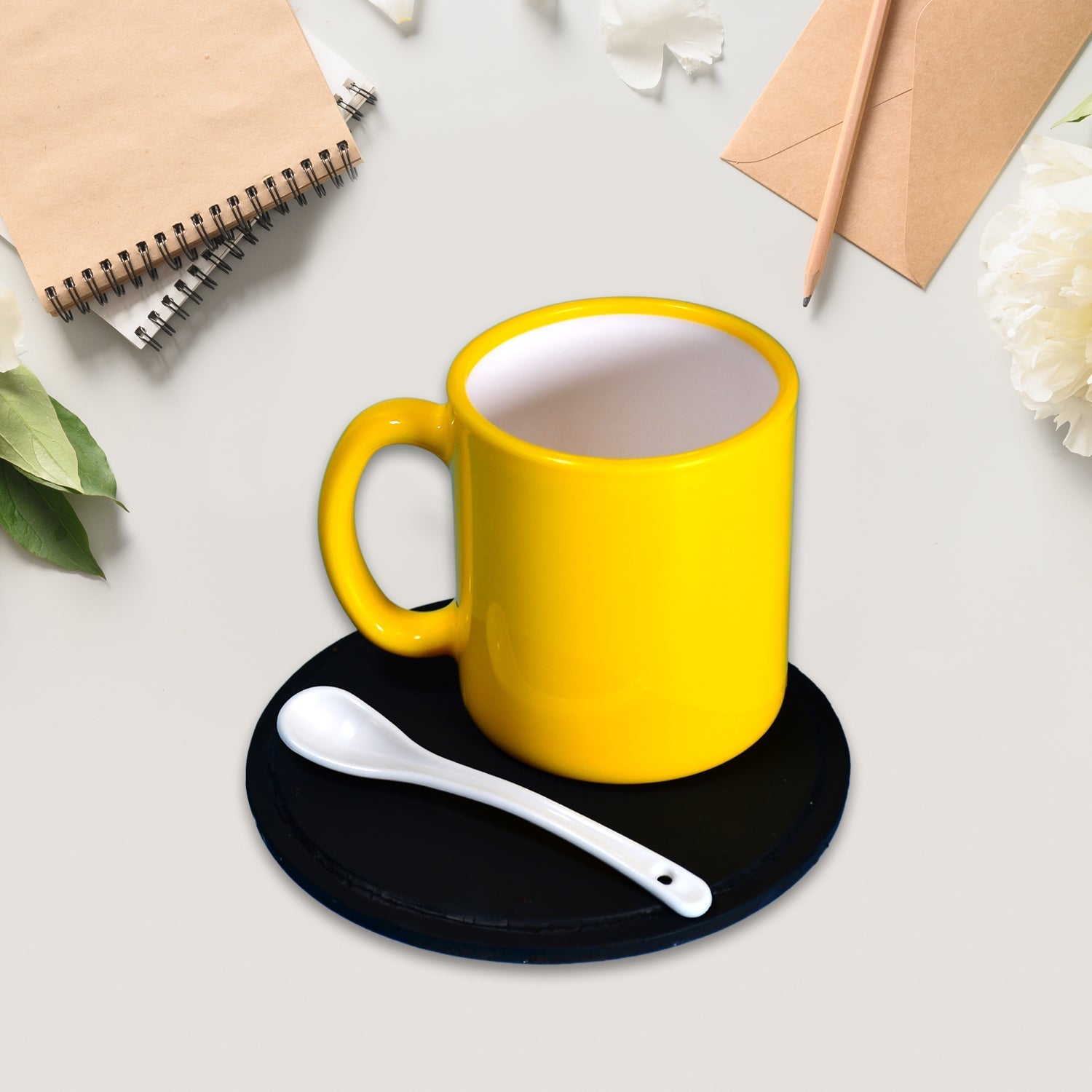 Coffee Mug With Spoon Ceramic Mugs to Gift your Best Friend, Tea Mugs Coffee Mugs Microwave Safe. (Mix Colors / With Color Box) - Discount Karo