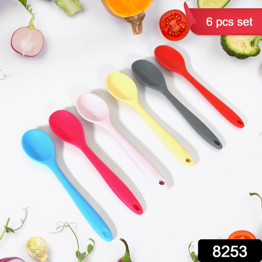 Multipurpose Silicone Spoon, Silicone Basting Spoon Non-Stick Kitchen Utensils Household Gadgets Heat-Resistant Non Stick Spoons Kitchen Cookware Items For Cooking and Baking (6 Pcs Set) - Discount Karo