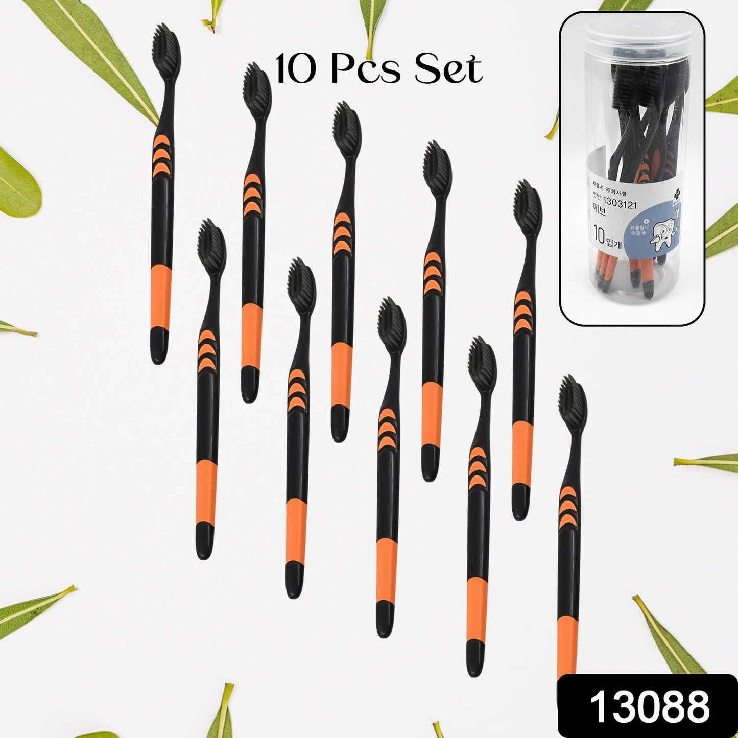 Plastic Toothbrush With Plastic Round Box for Men and Women, Kids, Adults Plastic Toothbrush (10 pcs Set) - Discount Karo