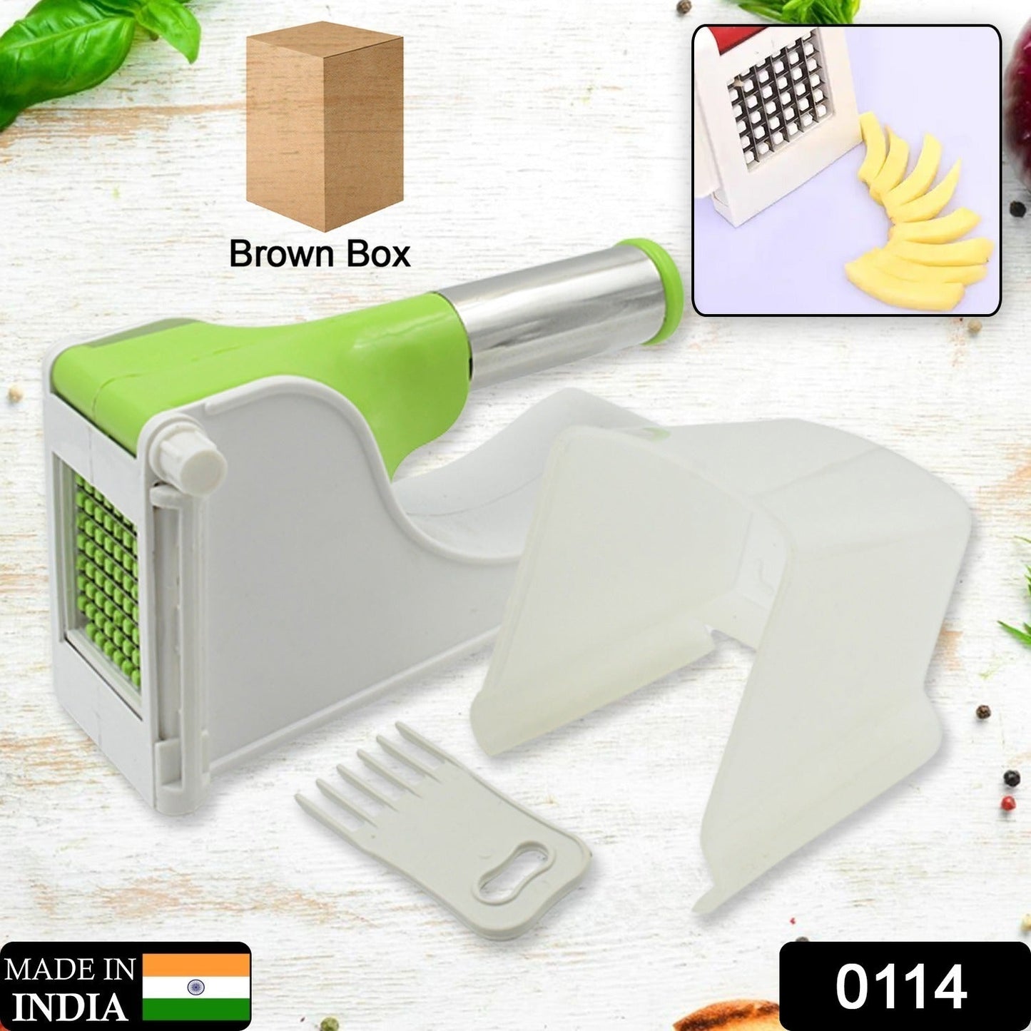 Virgin Plastic French Fry Chipser, Potato Chipser / Potato Slicer with Container - Discount Karo