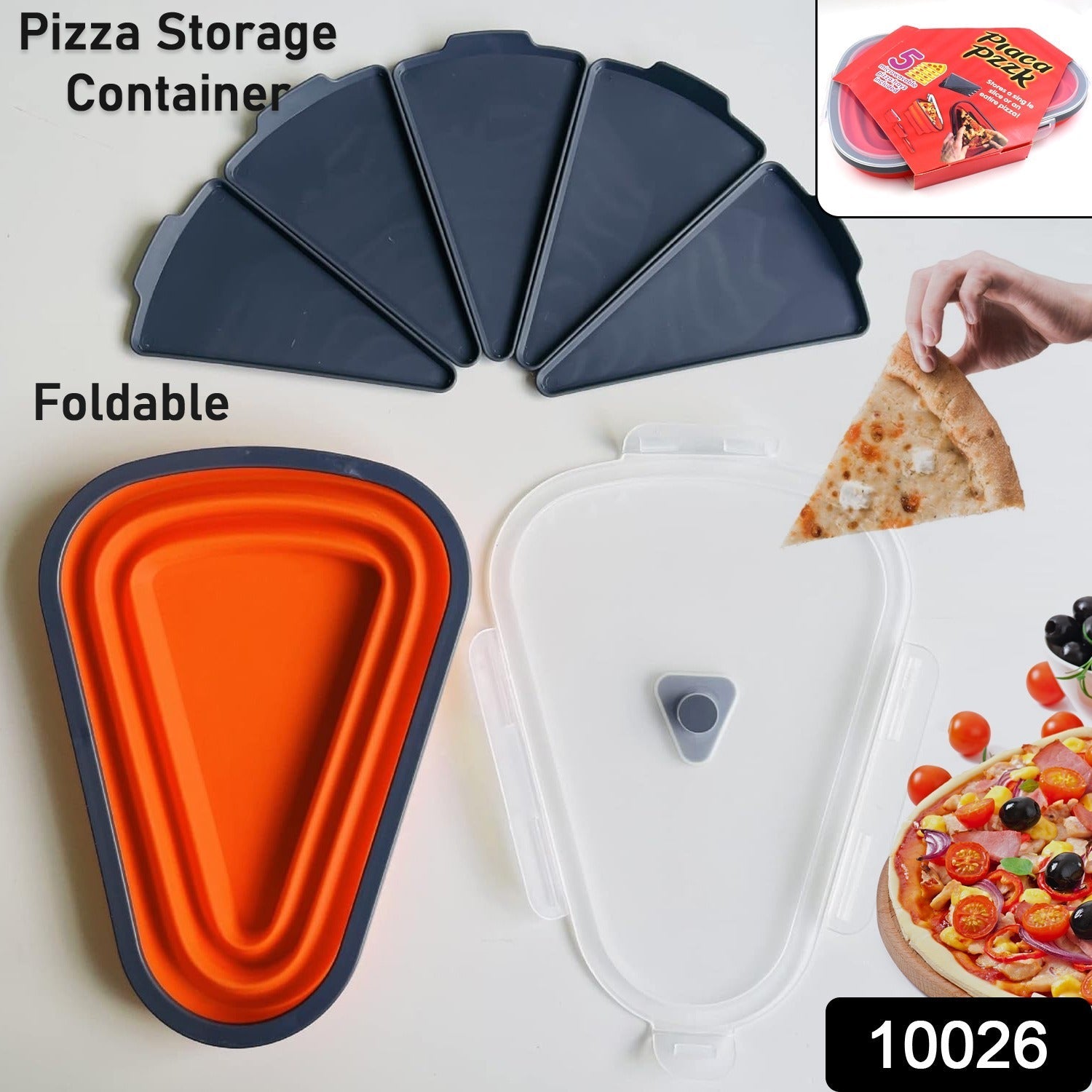 Reusable Pizza Storage Containers with 5 Microwavable Serving Trays, Silicone Container Expandable & Adjustable for Packing Pizza at home / outdoor - Discount Karo