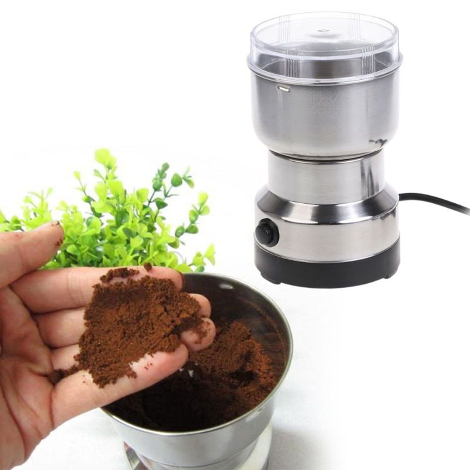 Multi-Functional Electric Stainless Steel Herbs Spices Nuts Grain Grinder with Stainless Steel Bowl, Portable Coffee Bean Seasonings Spices Mill Powder Machine Grinder Machine for Home and Office - Discount Karo