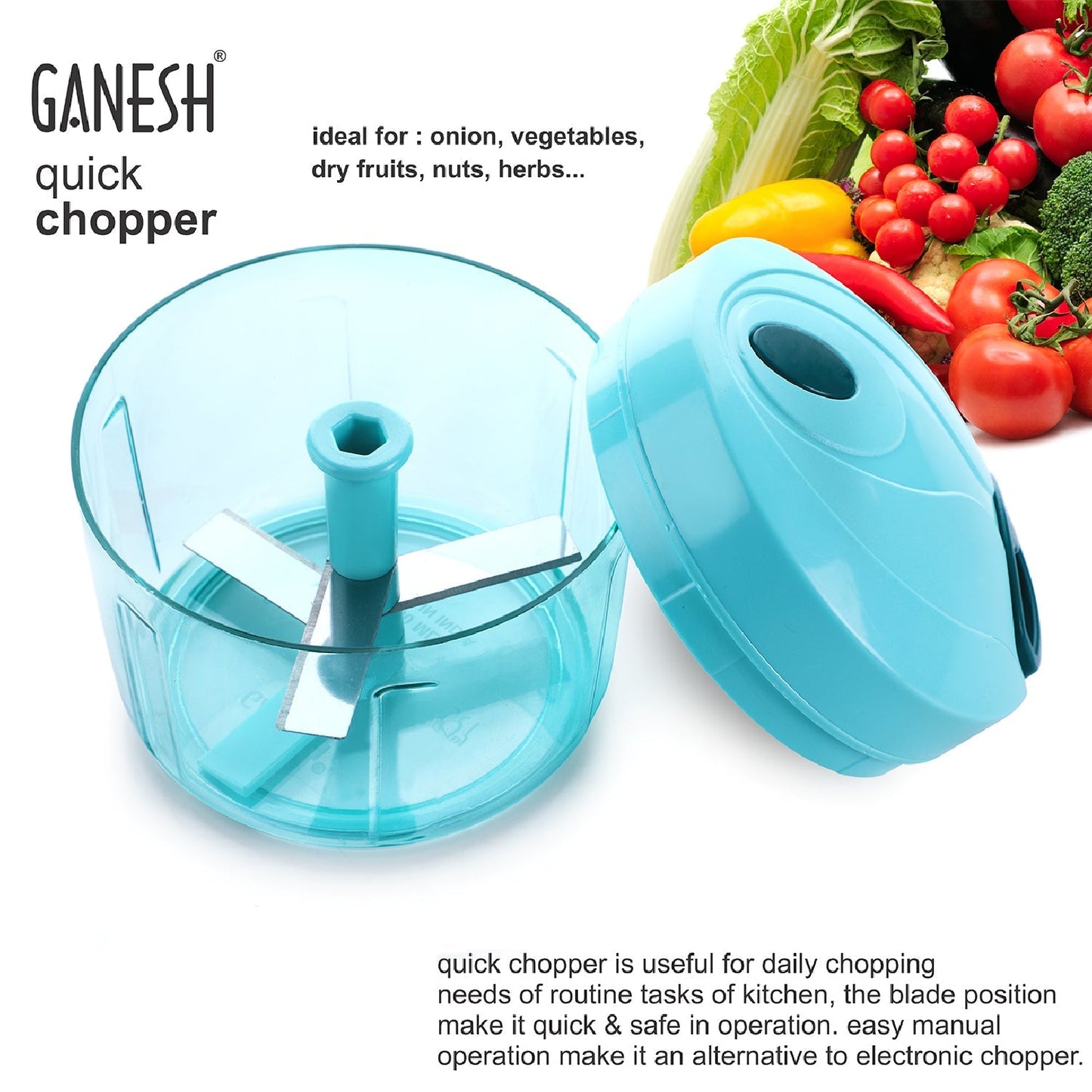 8105 Ganesh Quick Vegetable Chopper  (1 Unit Chopper)(725 Ml) 