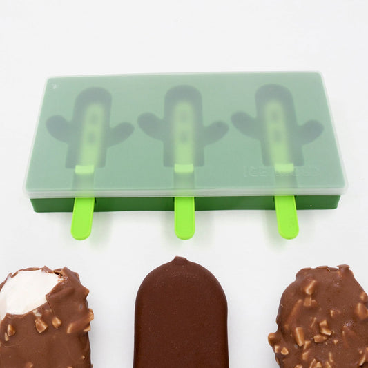 Ice Cream Mould Popsicle Mold, Cactus Shape Ice Pop Molds Homemade Popsicle for DIY Ice Popsicle, 3-Cavity Summer Food Kitchen Tools (1 Pc) - Discount Karo