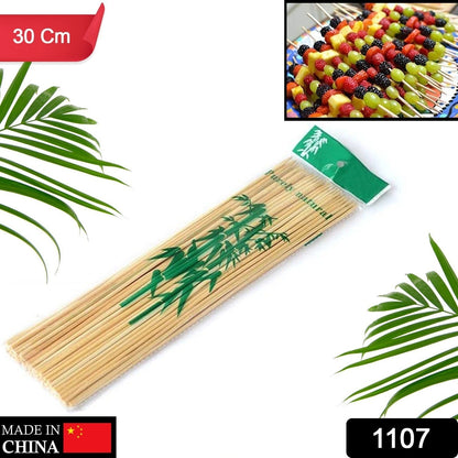 Camping Wooden Color Bamboo BBQ Skewers Barbecue Shish Kabob Sticks Fruit Kebab Meat Party Fountain Bamboo BBQ Sticks Skewers Wooden (30cm) - Discount Karo