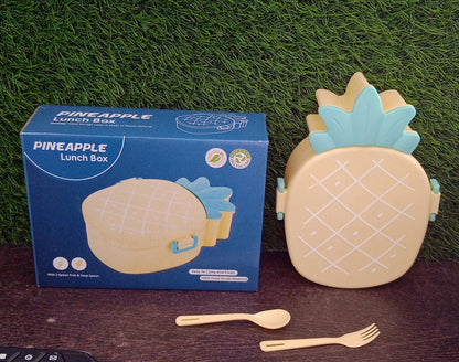 Kids Lunch Box Cute Pineapple Shaped Bento Box with Fork Spoon Snack Candy Container Microwave Portable Office Lunch Box (1 Pc / With Spoon, Fork & Color Box) - Discount Karo