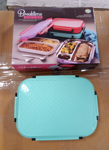 Break Time Lunch Box Steel Plate Multi Compartment Lunch Box Carry To All Type lunch In Lunch Box & Premium Quality Lunch Box ideal For Office , School Kids & Travelling Ideal - Discount Karo