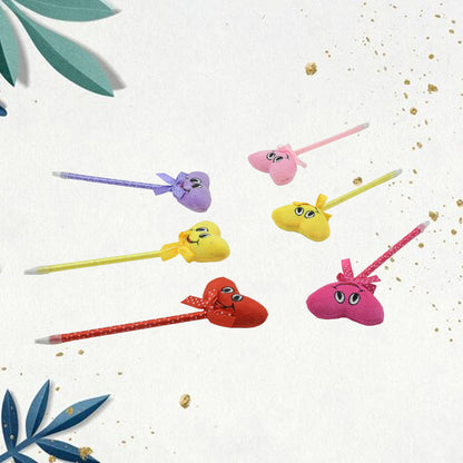 Cute Cartoon Shape & Heart Design Facy Writting Pen Attached Rattle | Ball Pen Smooth Writing For Wedding , Events & Multiuse Pen  Best Pen l Use for Kids (12 Pcs Set Mix Design & Color) - Discount Karo