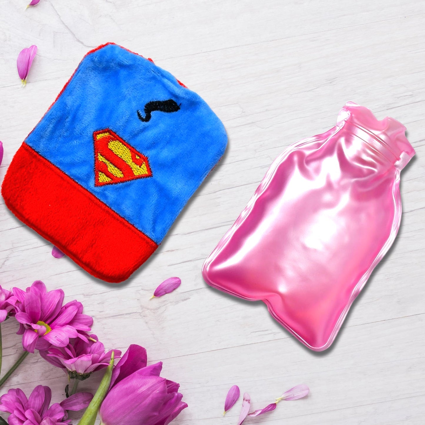 Superman Print Small Hot Water Bag with Cover for Pain Relief - Discount Karo