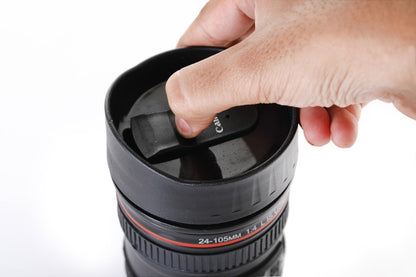 0720 Camera Lens Shaped Coffee Mug Flask With Lid 