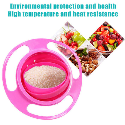 0617 Portable Non Spill Feeding Toddler Gyro Bowl 360 Degree Rotating Dish 