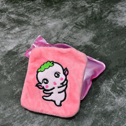 Pink Cartoon Small Hot Water Bag with Cover for Pain Relief - Discount Karo