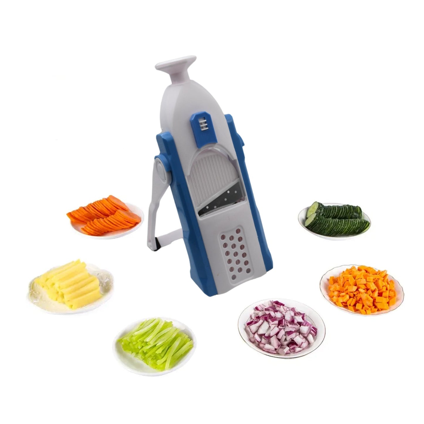 Multi-Function Time Saving Vegetable Slicer Cutter + Julienne 5-in-1 Food Vegetable Potato Chopper, Garlic Grinder - Discount Karo