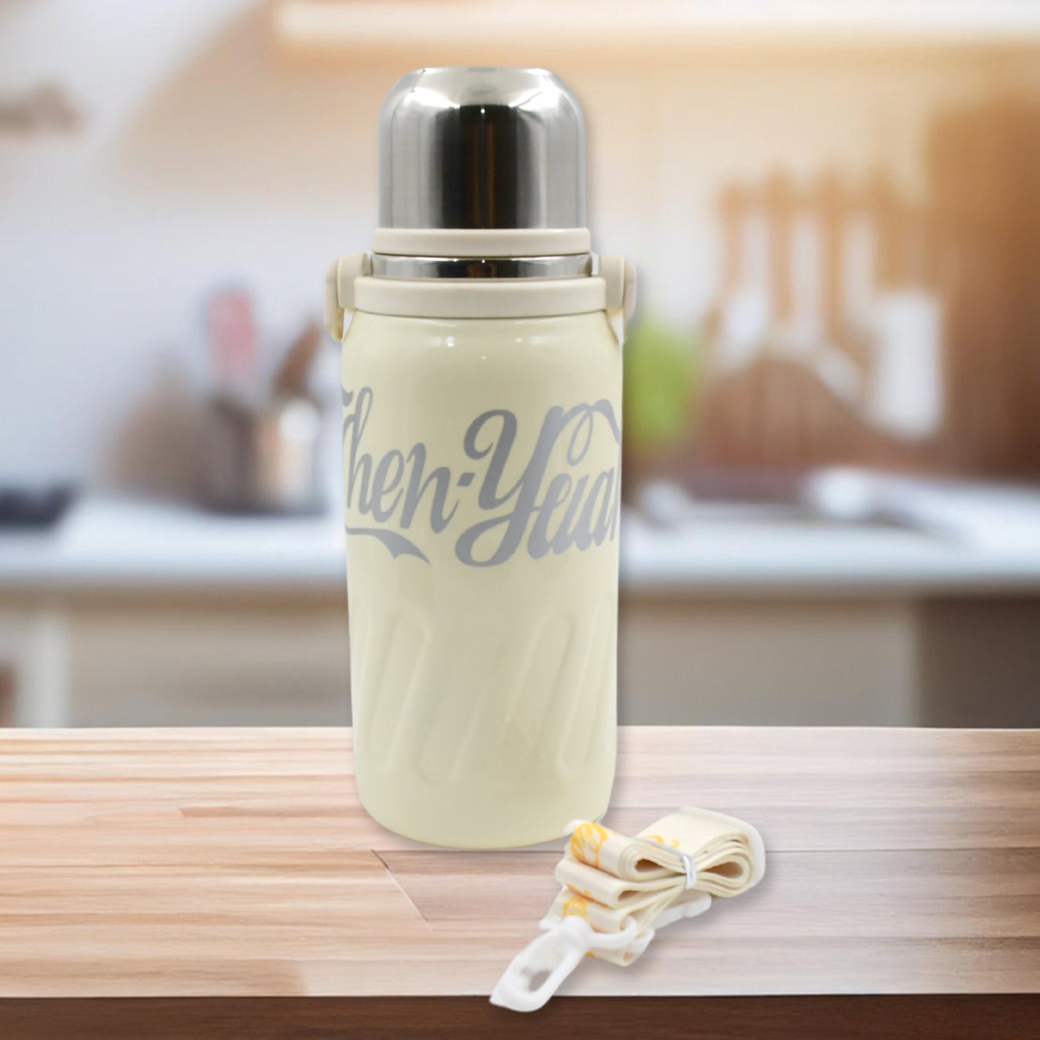 Stainless Steel Vacuum Insulated Water Bottle | Leak Proof Flask for Tea Coffee | Reusable Water Bottle with Hanging Strap | Bottle for Hot & Cold Drinks Wide Mouth Water Flask 1200 ML - Discount Karo