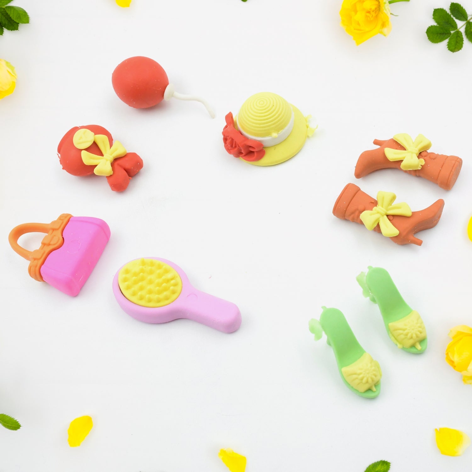 Fancy & Stylish Mini Erasers for Kids (9 Pc Set) - Fun Designs, Party Favors - Discount Karo